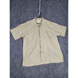 Vintage Trust USA Linen Blend Camp Shirt Button Up Short Sleeve Casual Mens Sz L